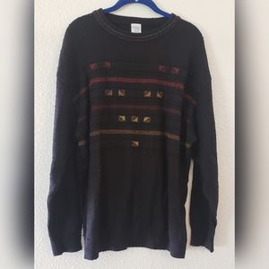 Geometric Fuzzy Long Sleeve Sweater Top